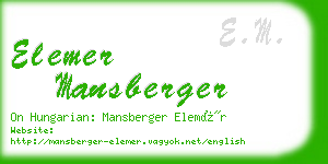 elemer mansberger business card